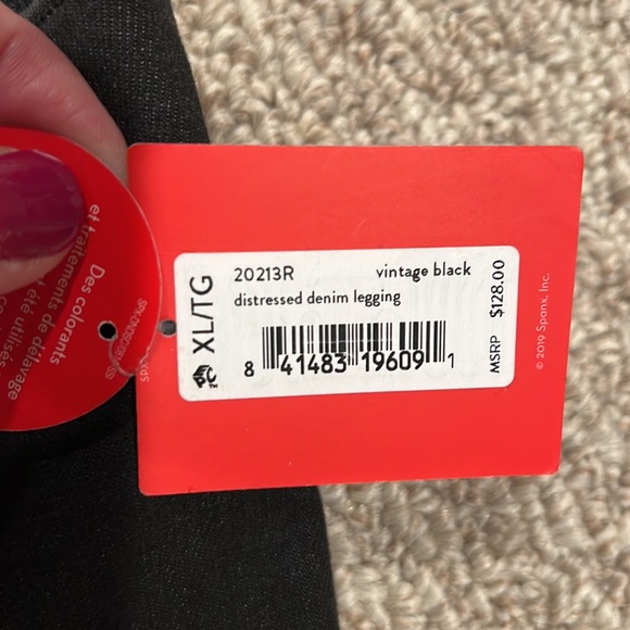 SPANX distressed denim legging, vintage black, size XL NWT! - Picture 2 of 9